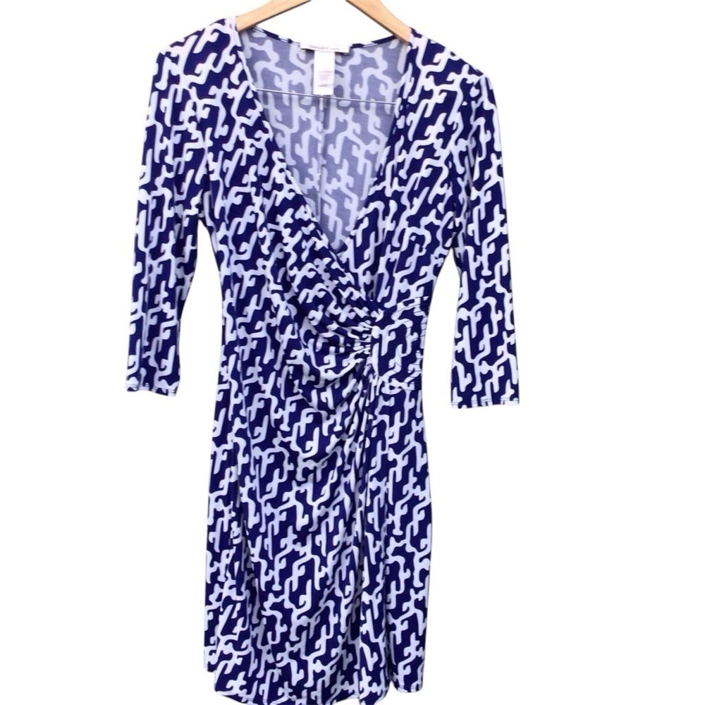 Laundry by Design Dress Womens  1/4 Sleeves Printed Ruched Sheath Stretch